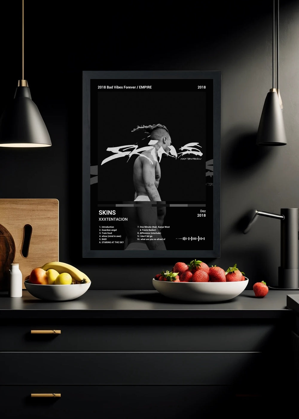 Quadro Decorativo XXXTENTACION SKINS (Dark) Com Vidro