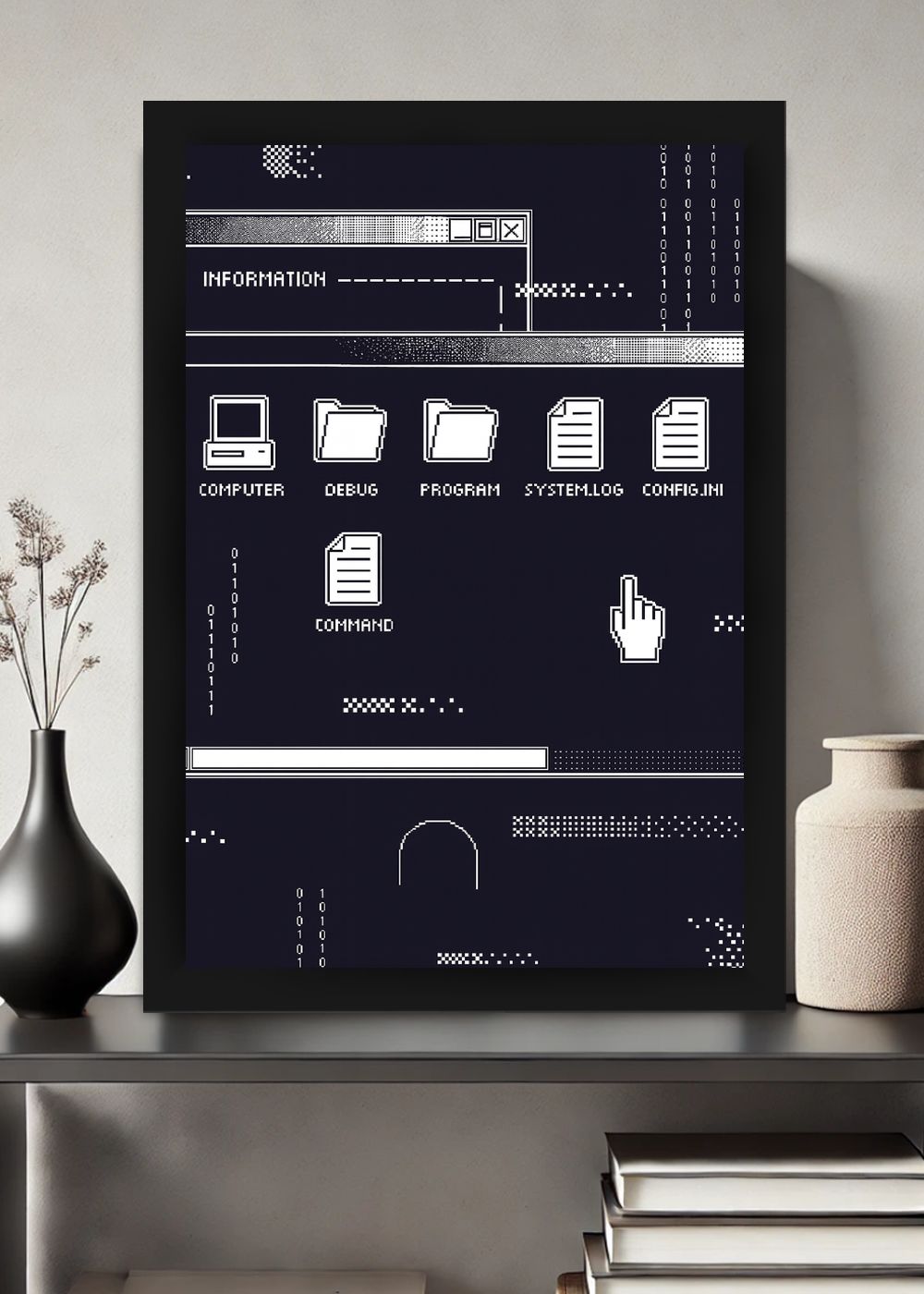 Quadro Área de Trabalho Retrô com Vidro e Moldura