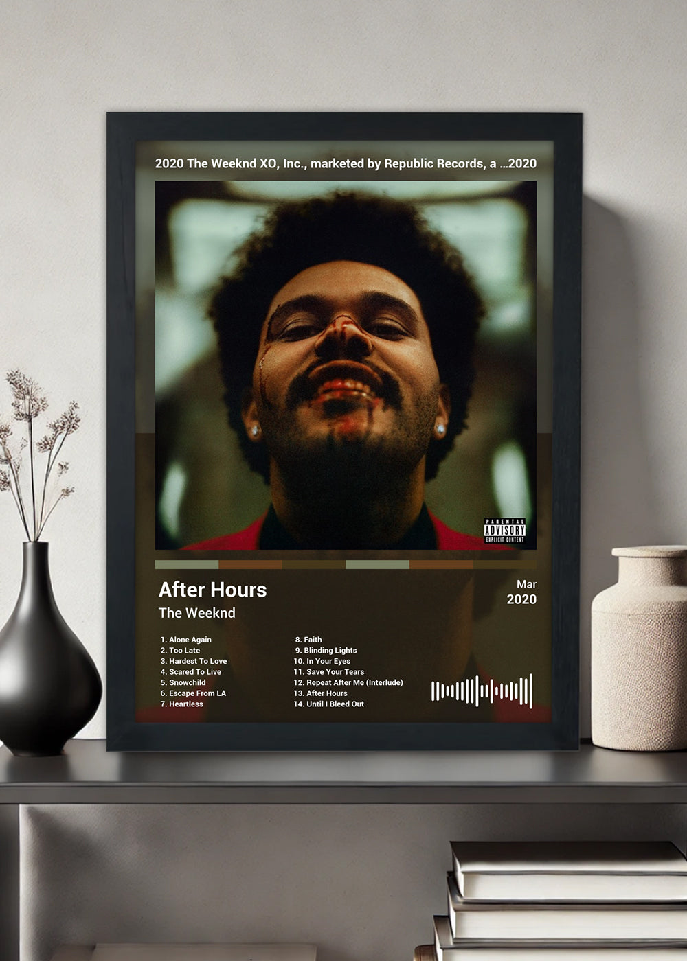 Quadro The Weeknd - After Hours (Colored) - Com Vidro