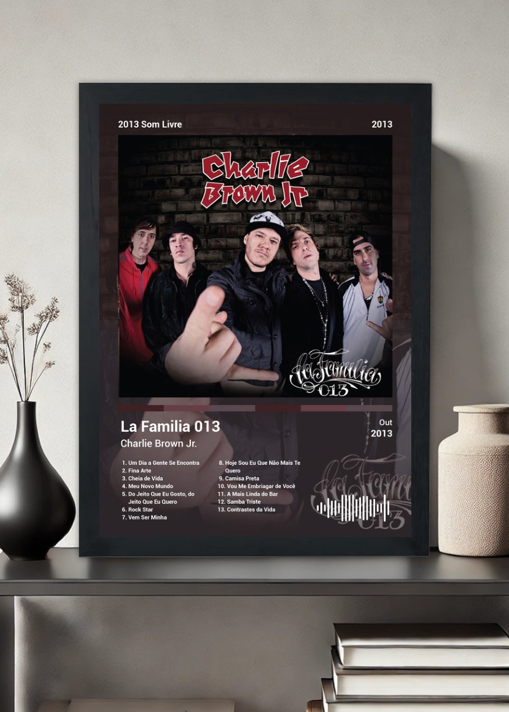 Quadro Charlie Brown Jr. La Familia 013 (Colored) Com Vidro