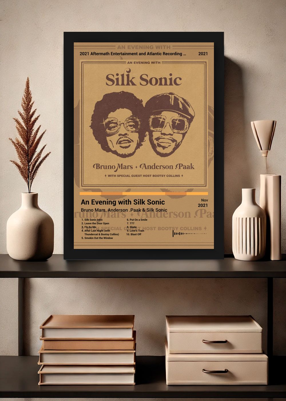 Quadro Bruno Mars An Evening with Sil... (Colored) Com Vidro