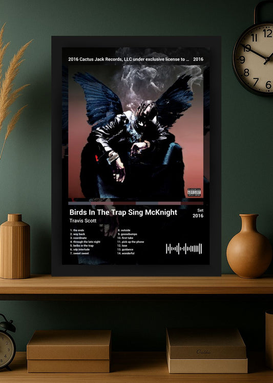 Quadro Travis Scott Birds In The Trap Si... (Dark) Com Vidro