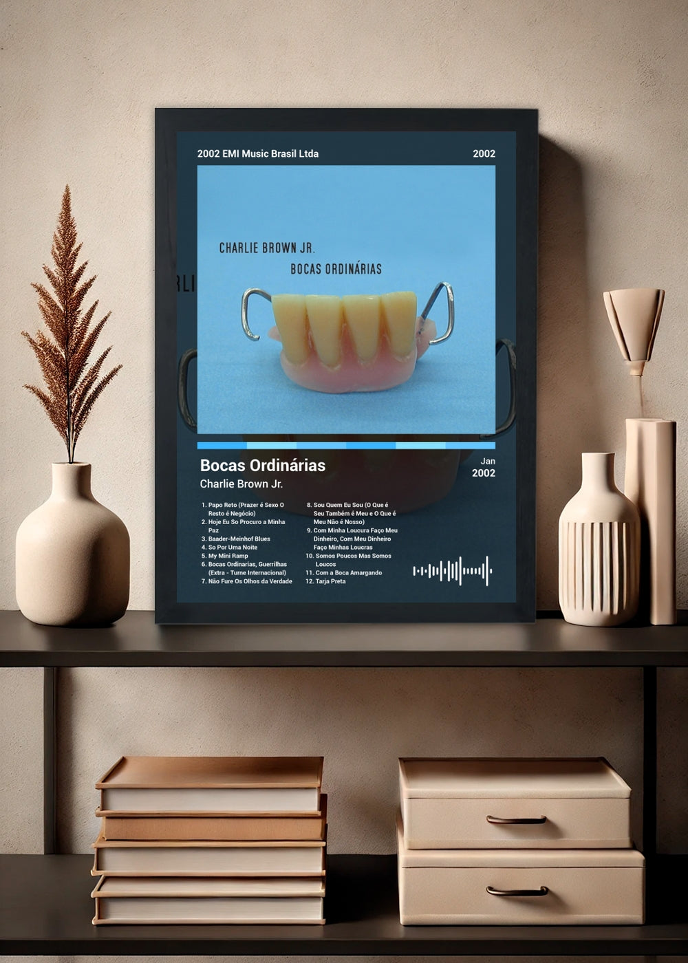 Quadro Charlie Brown Jr. Bocas Ordinárias (Dark) Com Vidro