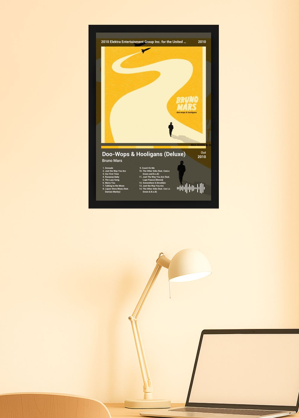 Quadro Bruno Mars DooWops & Hooligans (Dark) Com Vidro