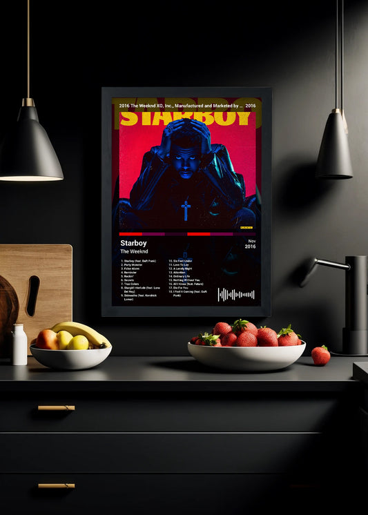Quadro The Weeknd - Starboy (Black) - Com Vidro