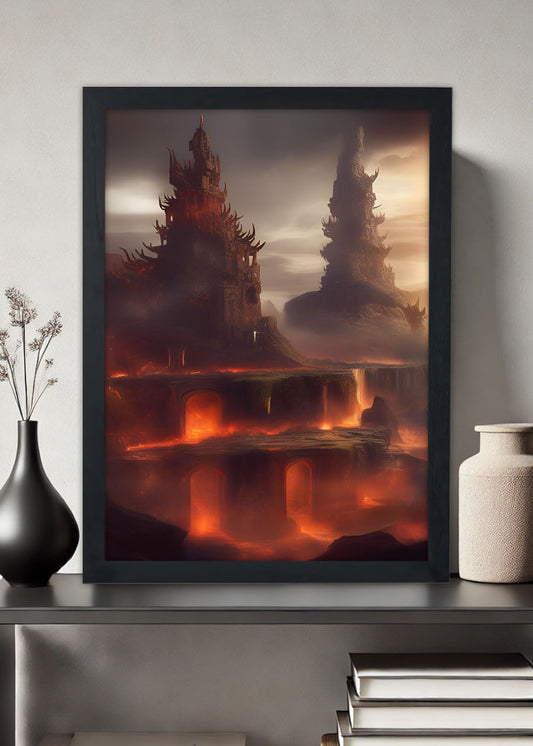 Quadro Reino em chamas de Muspelheim - Com vidro
