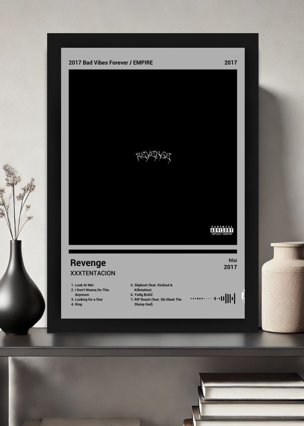 Quadro Decorativo XXXTENTACION Revenge (Light) Com Vidro