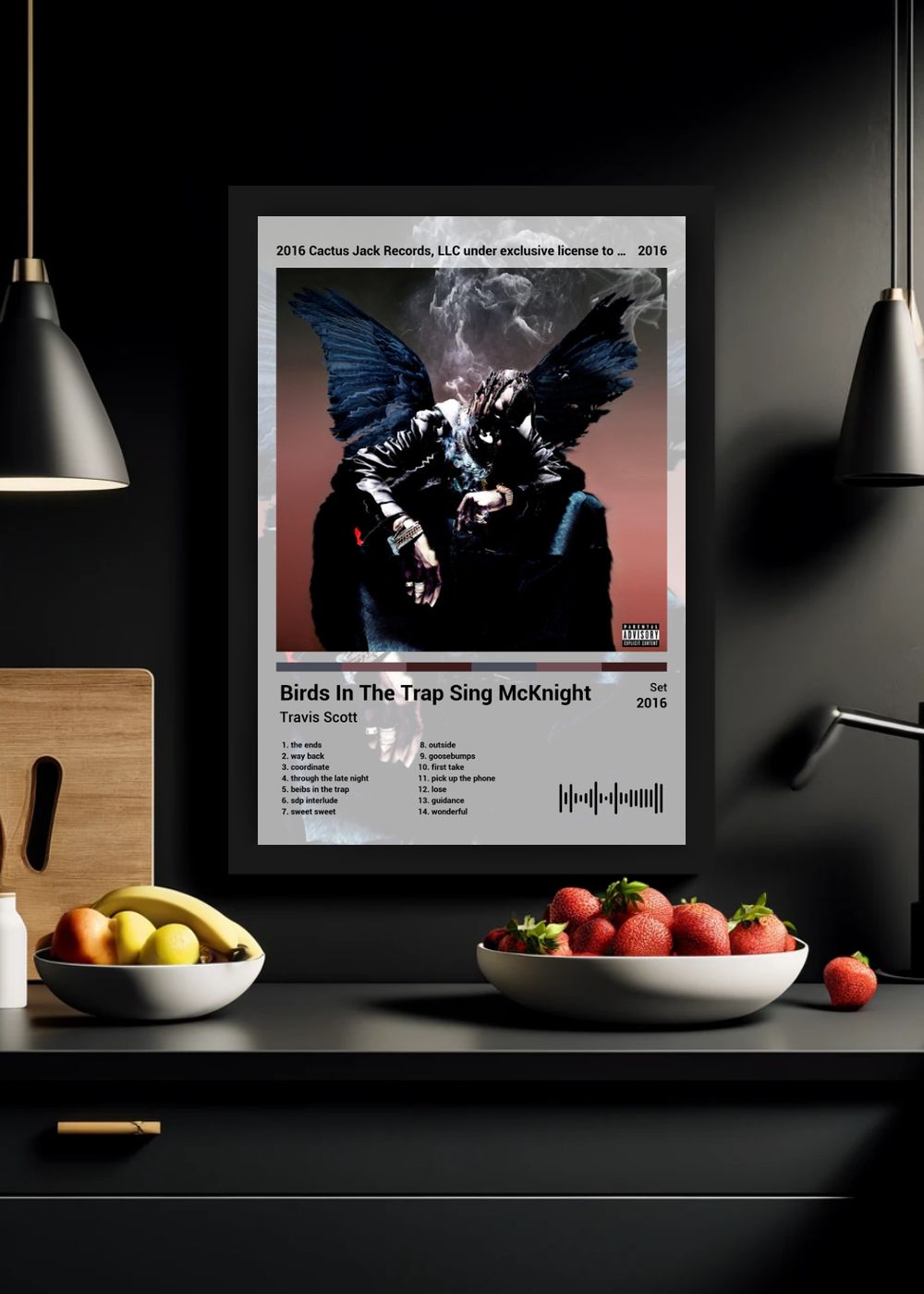 Quadro Travis Scott Birds In The Trap S... (Light) Com Vidro