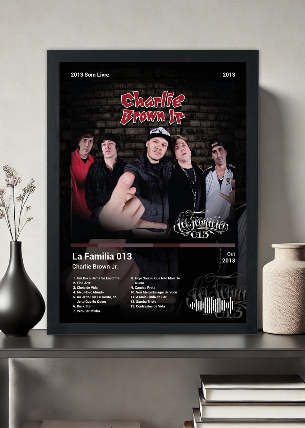 Quadro Charlie Brown Jr. La Familia 013 (Dark) Com Vidro