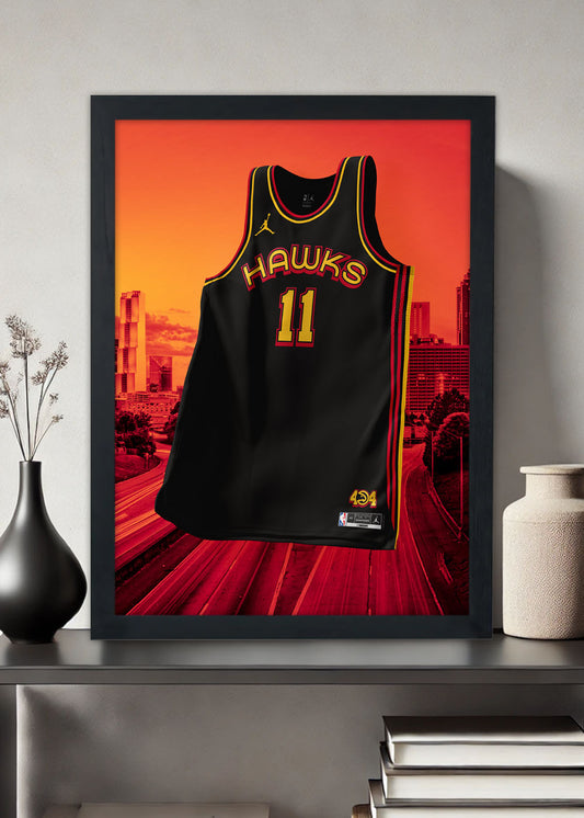 Quadro Decorativo Regata Atlanta Hawks - Com vidro