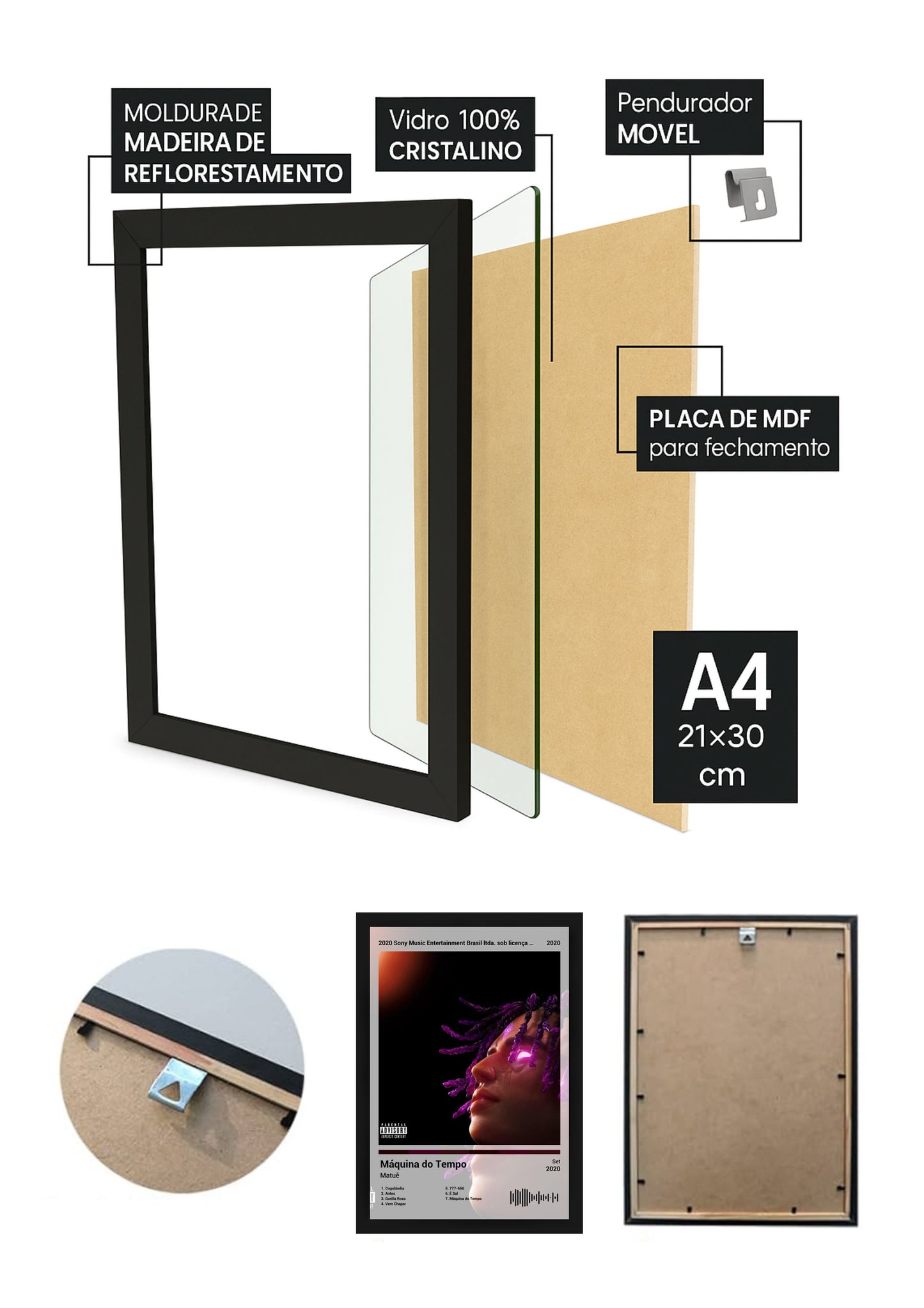 Quadro Decorativo Matuê Máquina do Tempo (Light) Com Vidro