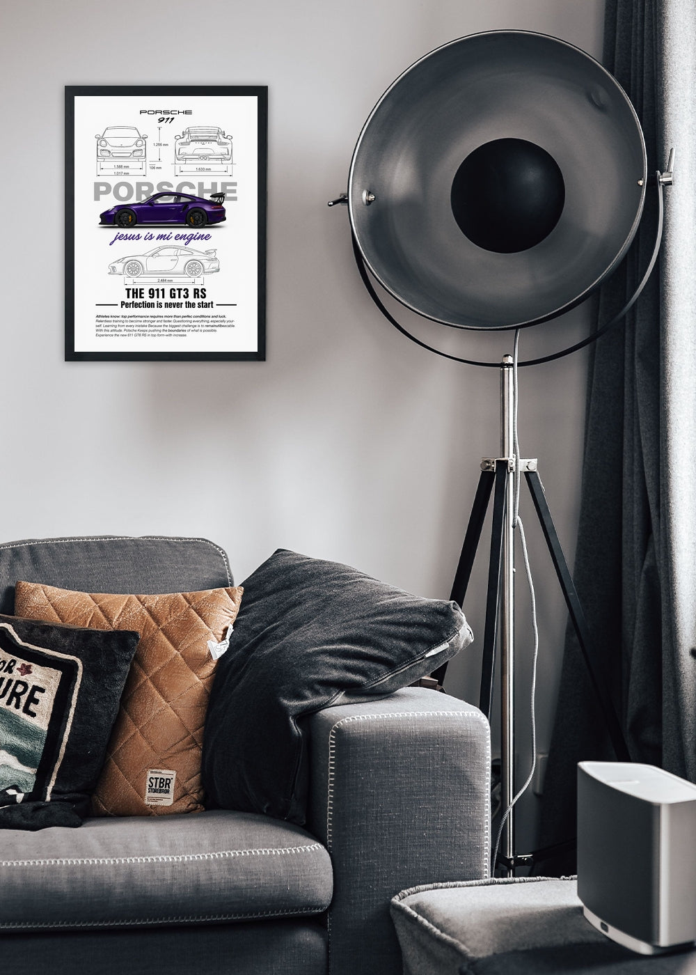 Quadro decorativo Porshe 911 GT3 RS - Com vidro