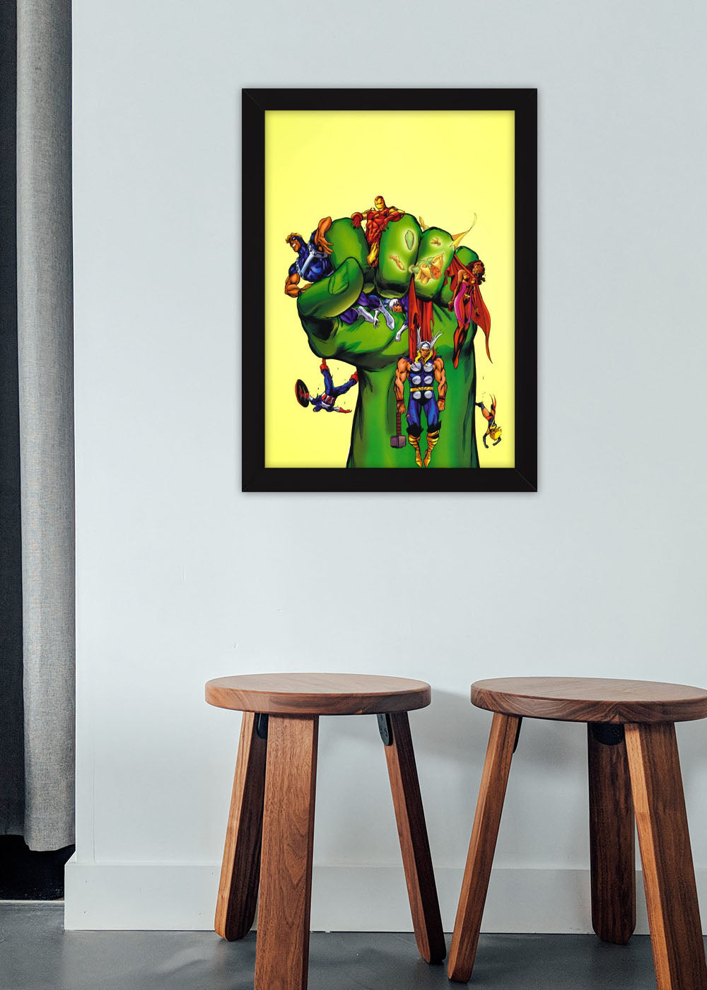 Quadro Decorativo Herois - Marvel - Com vidro