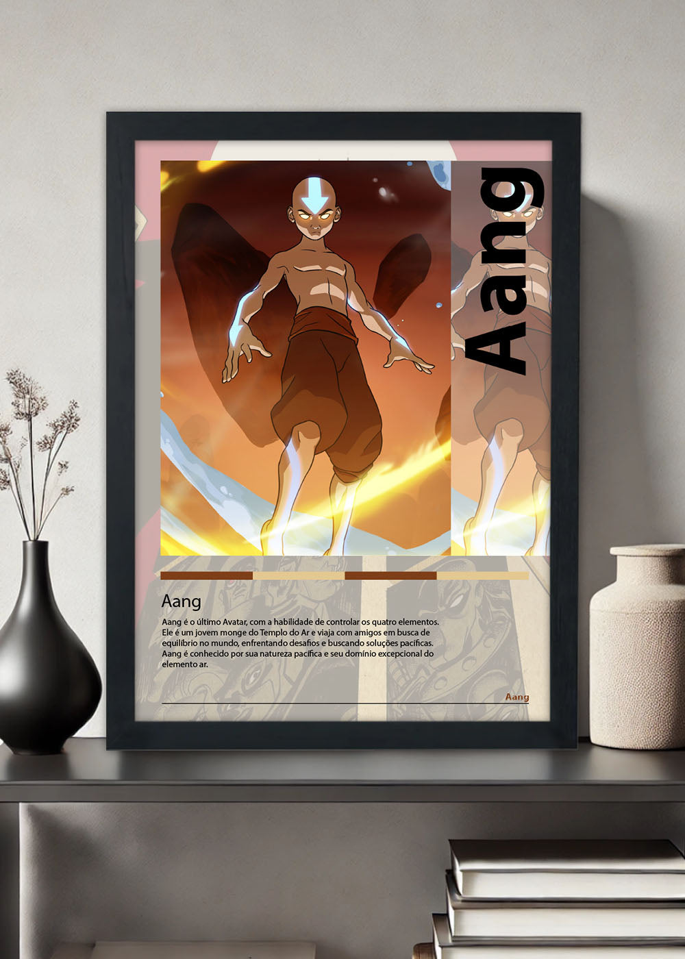 Quadro Decorativo Aang - Avatar: A Lenda de Aang - Com vidro