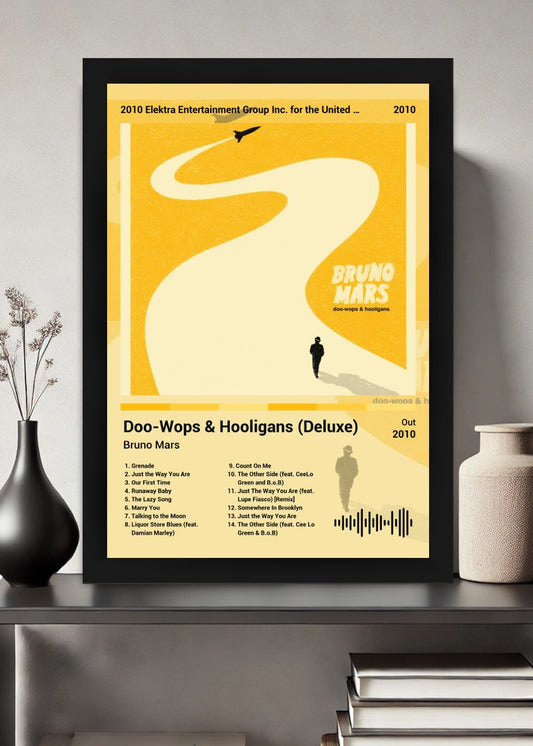 Quadro Bruno Mars DooWops & Hooligans (Colored) Com Vidro