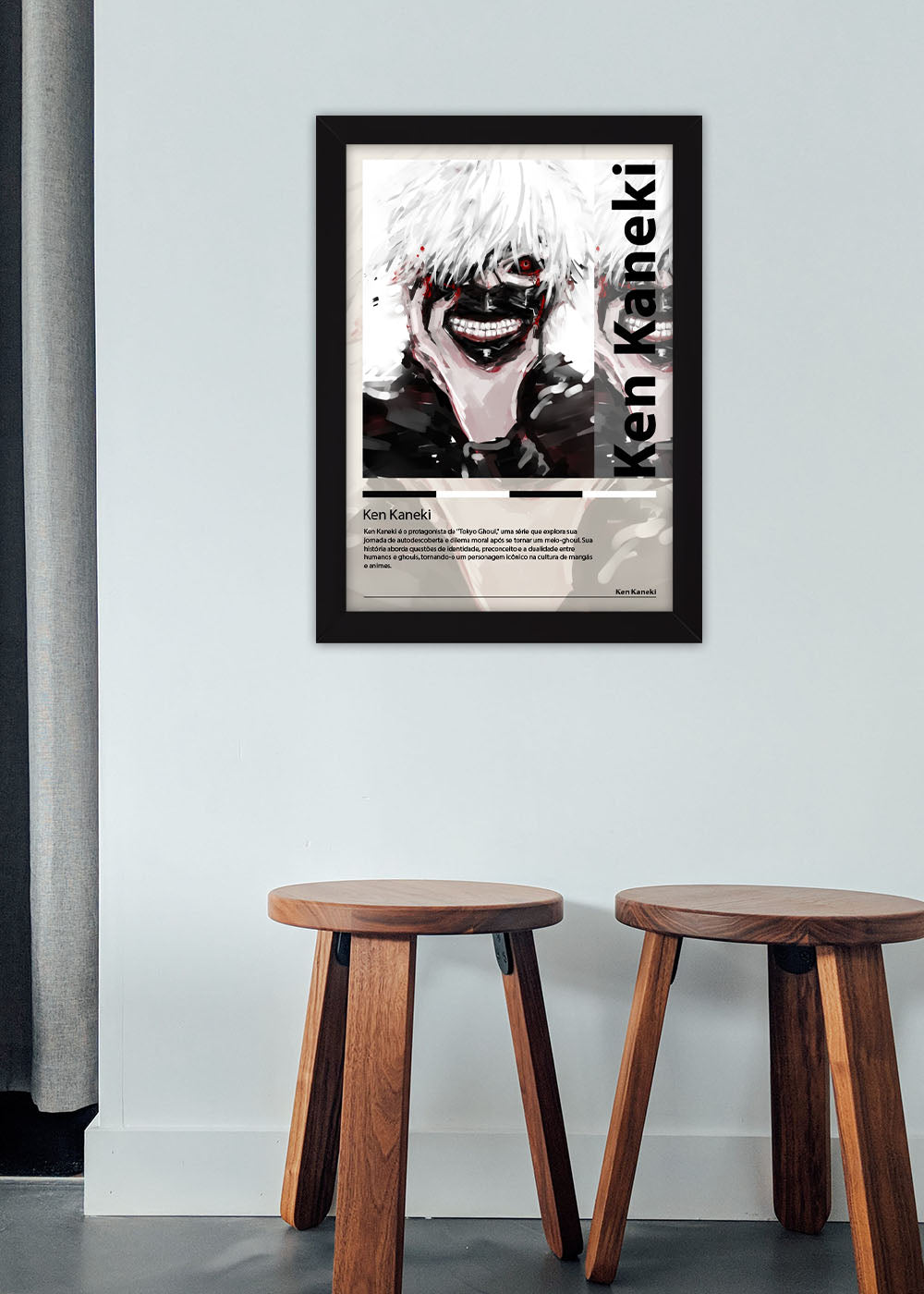 Quadro Decorativo Ken Kaneki - Tokyo Ghoul - Com vidro