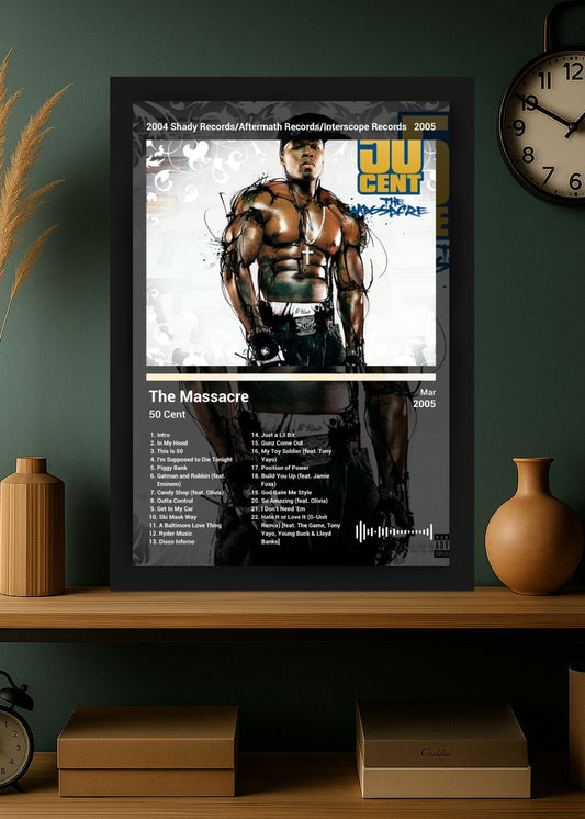 Quadro Decorativo 50 Cent The Massacre (Dark) Com Vidro
