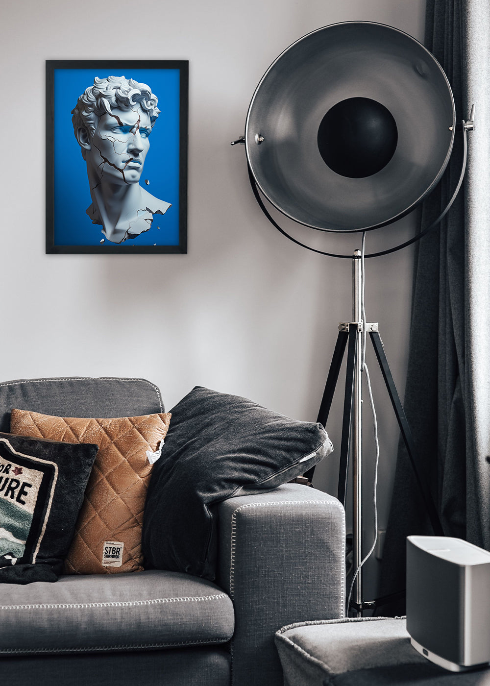 Quadro Decorativo Homem de pedra quebrado - Com vidro