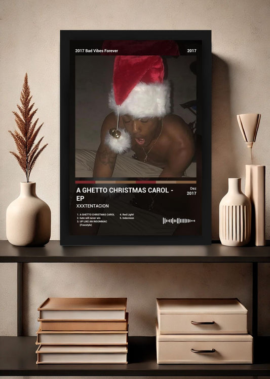 Quadro XXXTENTACION A GHETTO CHRISTMAS C... (Dark) Com Vidro