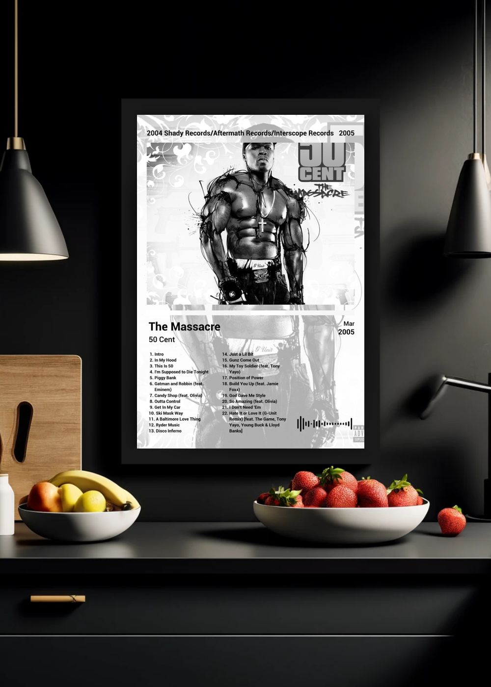 Quadro 50 Cent The Massacre (Black&white) Com Vidro