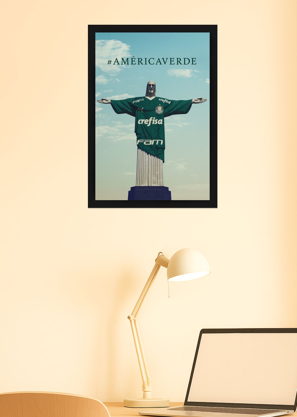 Quadro Com Vidro Palmeiras AMerica Verde com Moldura