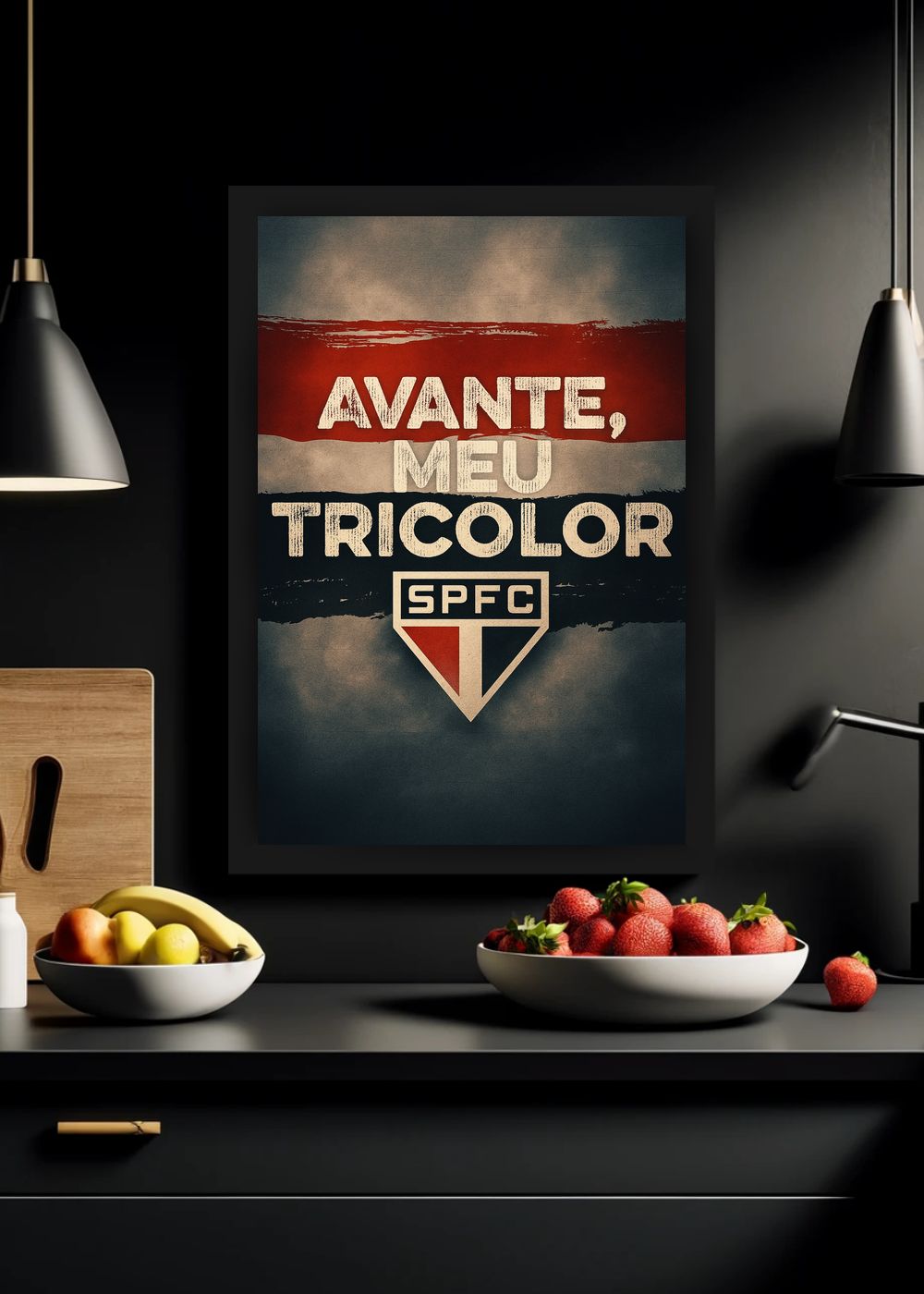 Quadro São Paulo FC Avante SPFC Com Vidro e Moldura