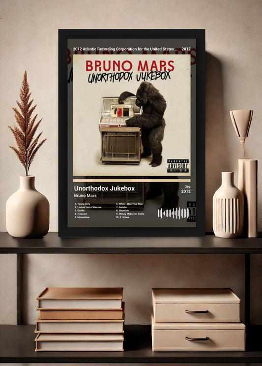Quadro Bruno Mars Unorthodox Jukebox (Dark) Com Vidro