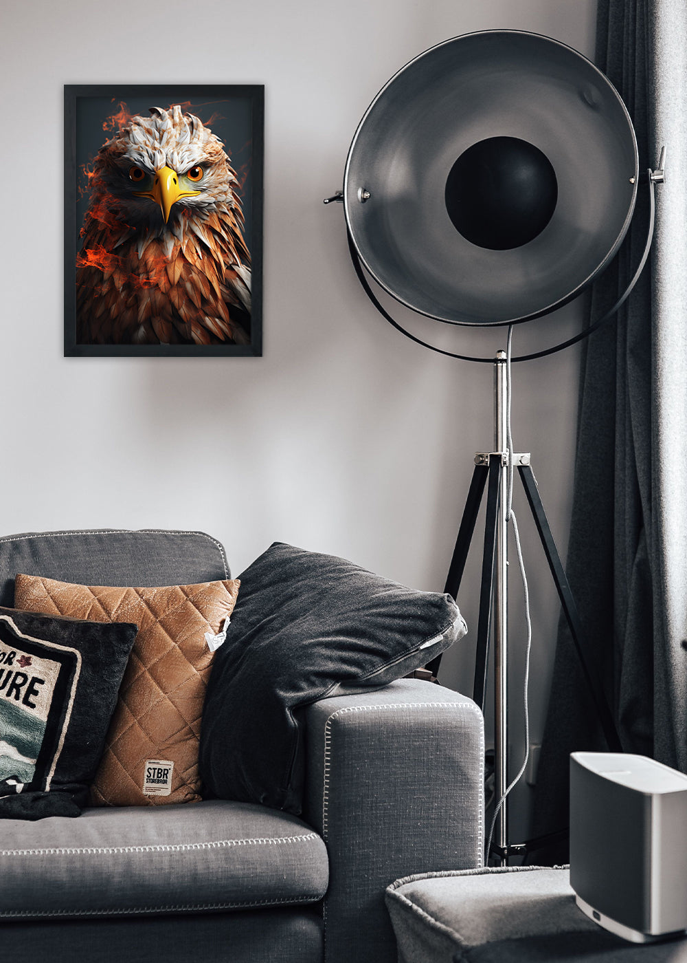 Quadro Decorativo Passaro em chamas - Com vidro