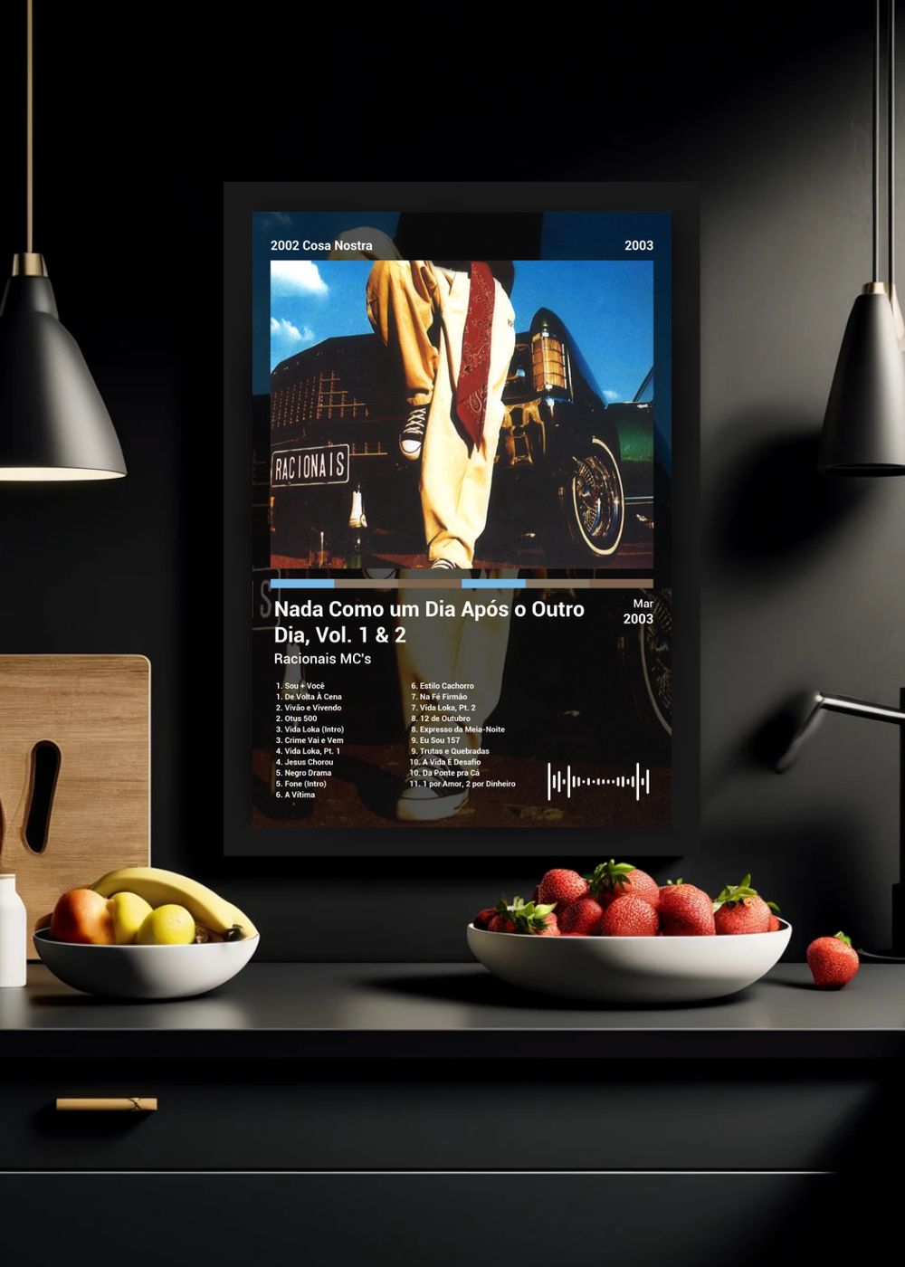 Quadro Racionais MC's Nada Como um Dia A... (Dark) Com Vidro