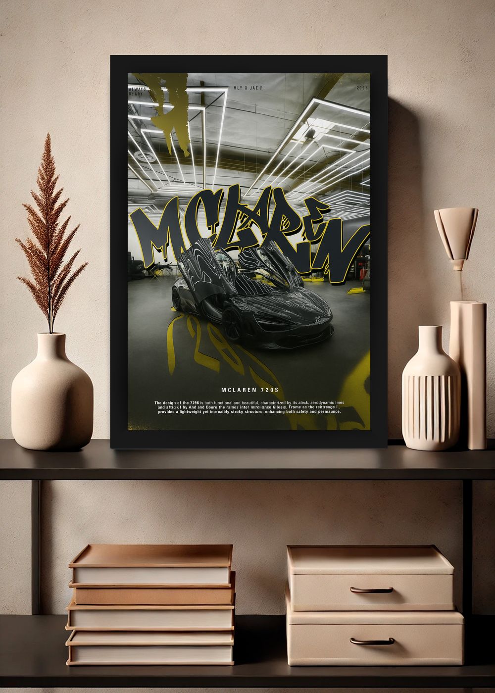 Quadro Decorativo Supermáquina McLaren 720S Com Vidro