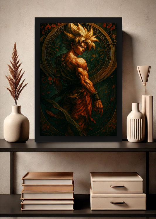 Quadro Goku Kakaroto Dragon Ball Com Vidro e Moldura