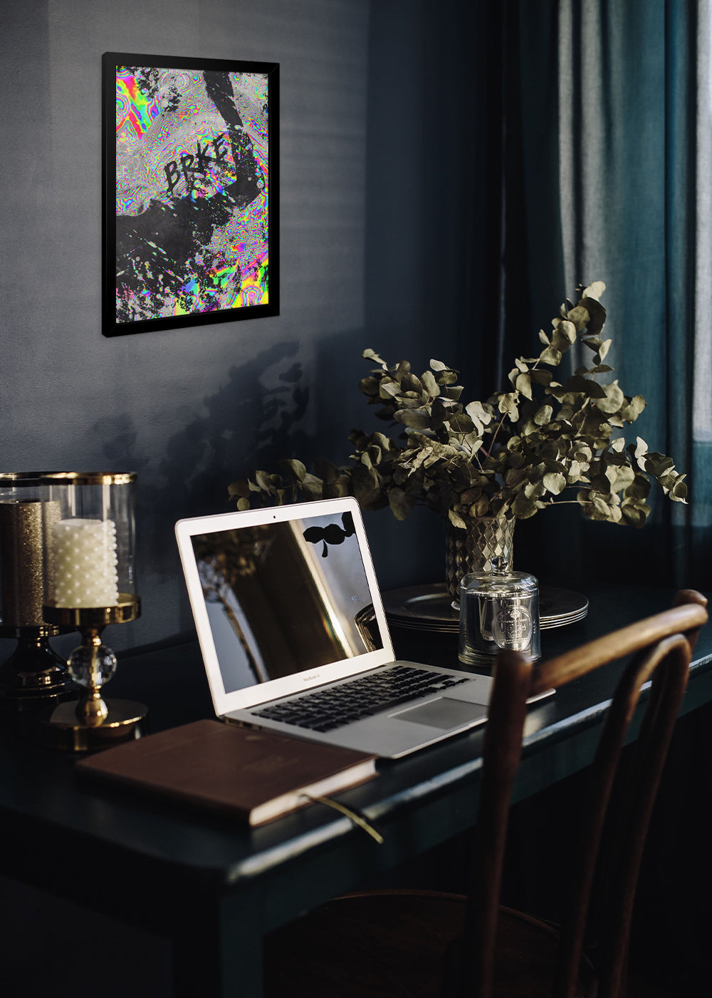 Quadro Decorativo Arte BRKE grafite Abstrata - Com vidro