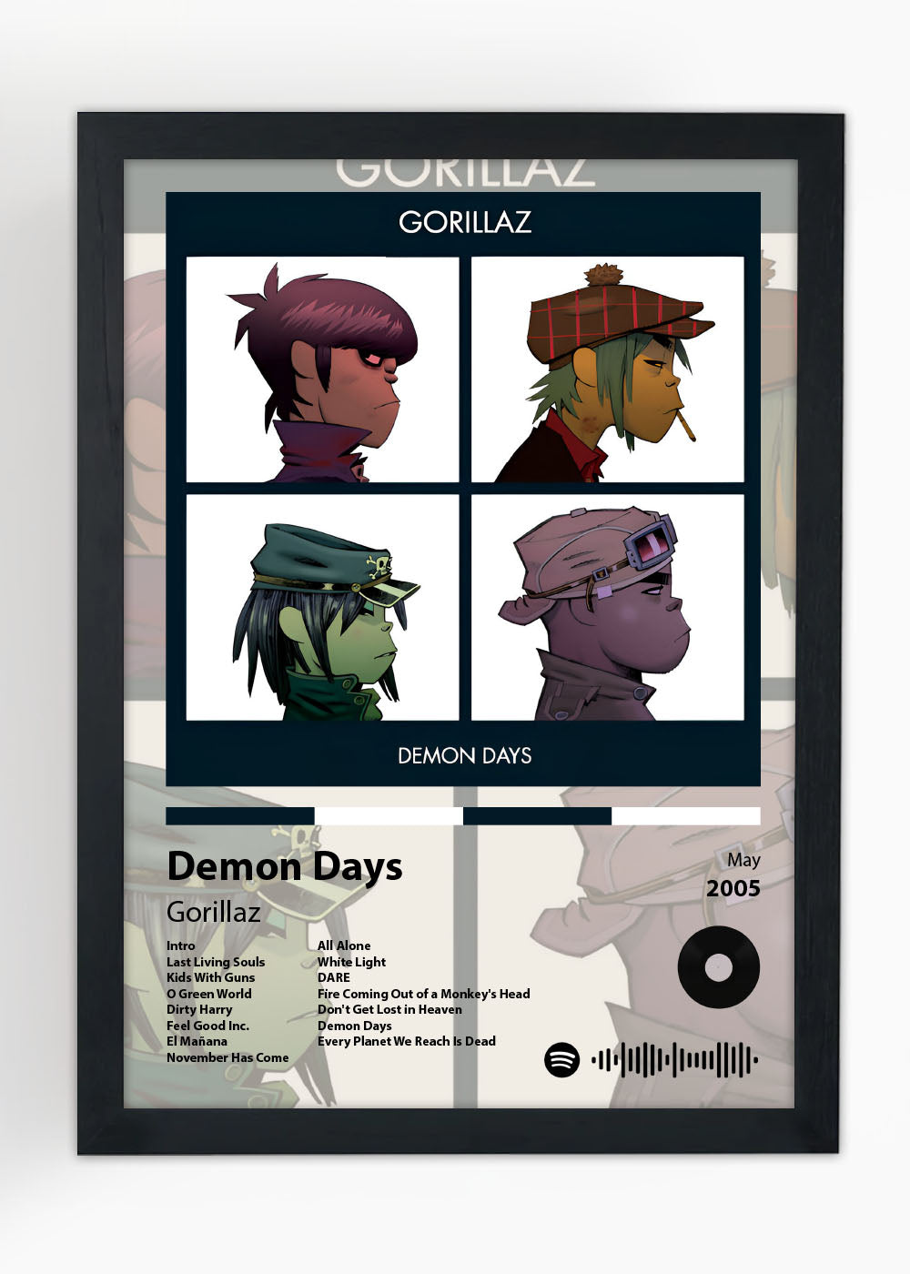 Quadro Decorativo Demon Days Gorillaz - Com vidro