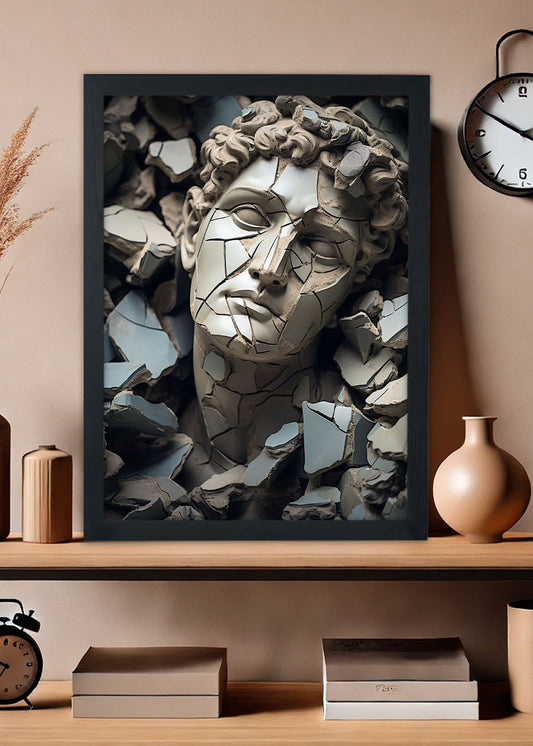 Quadro Estatua de um deus quebrada - Com vidro