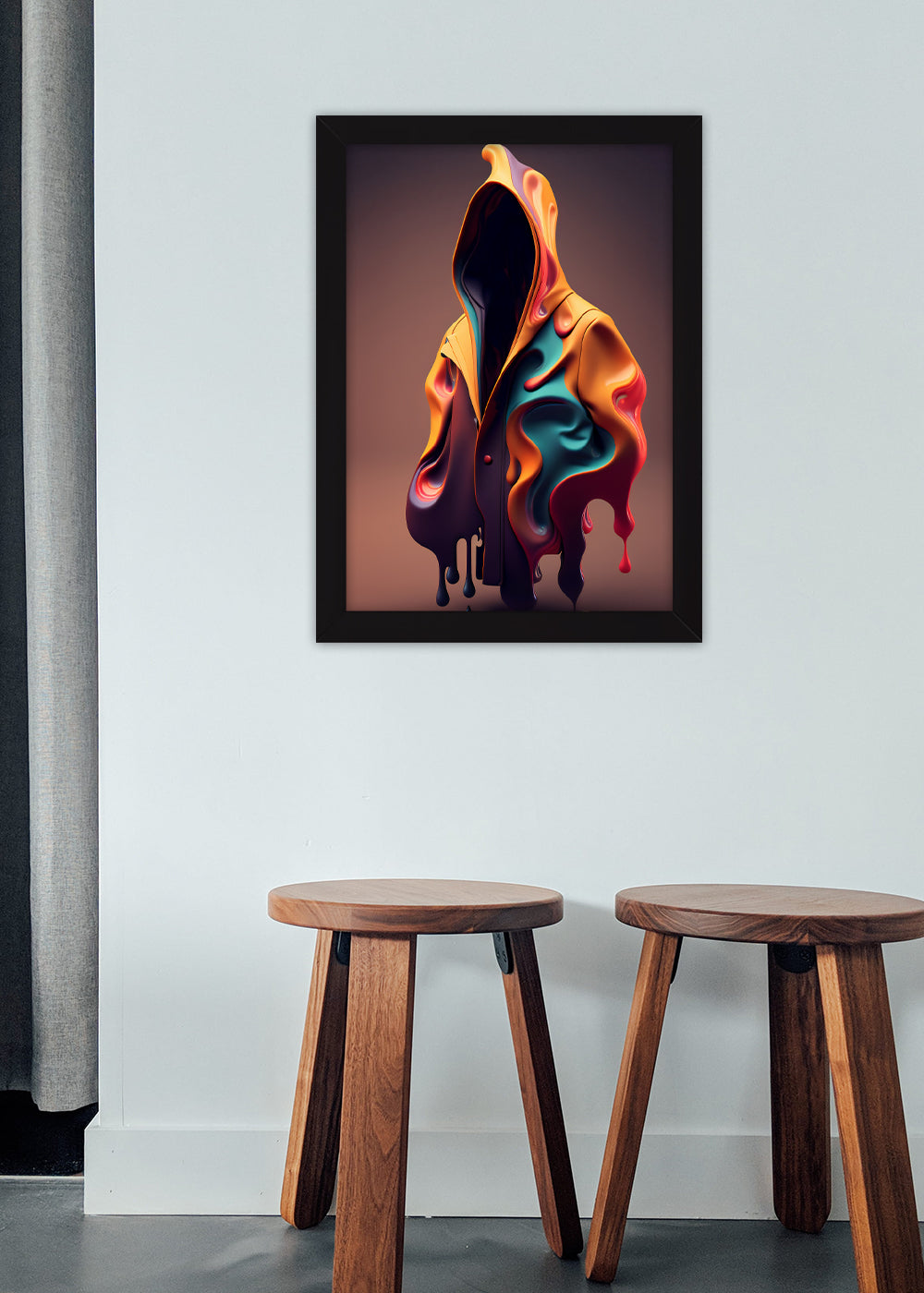 Quadro Decorativo Arte de moletom feio de tintas - Com vidro