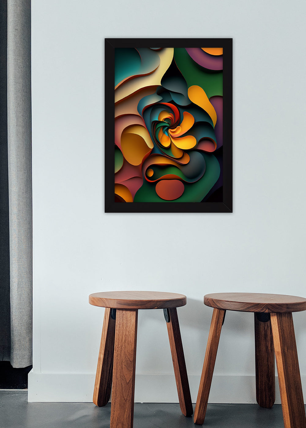 Quadro Decorativo Arte de cores e formas - Com vidro