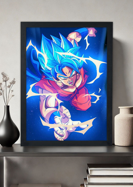 Quadro Dragon Ball Sayadin Blue - Com vidro