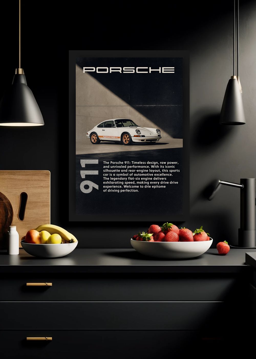 Quadro Decorativo Porsche 911 Atemporal - Com Vidro