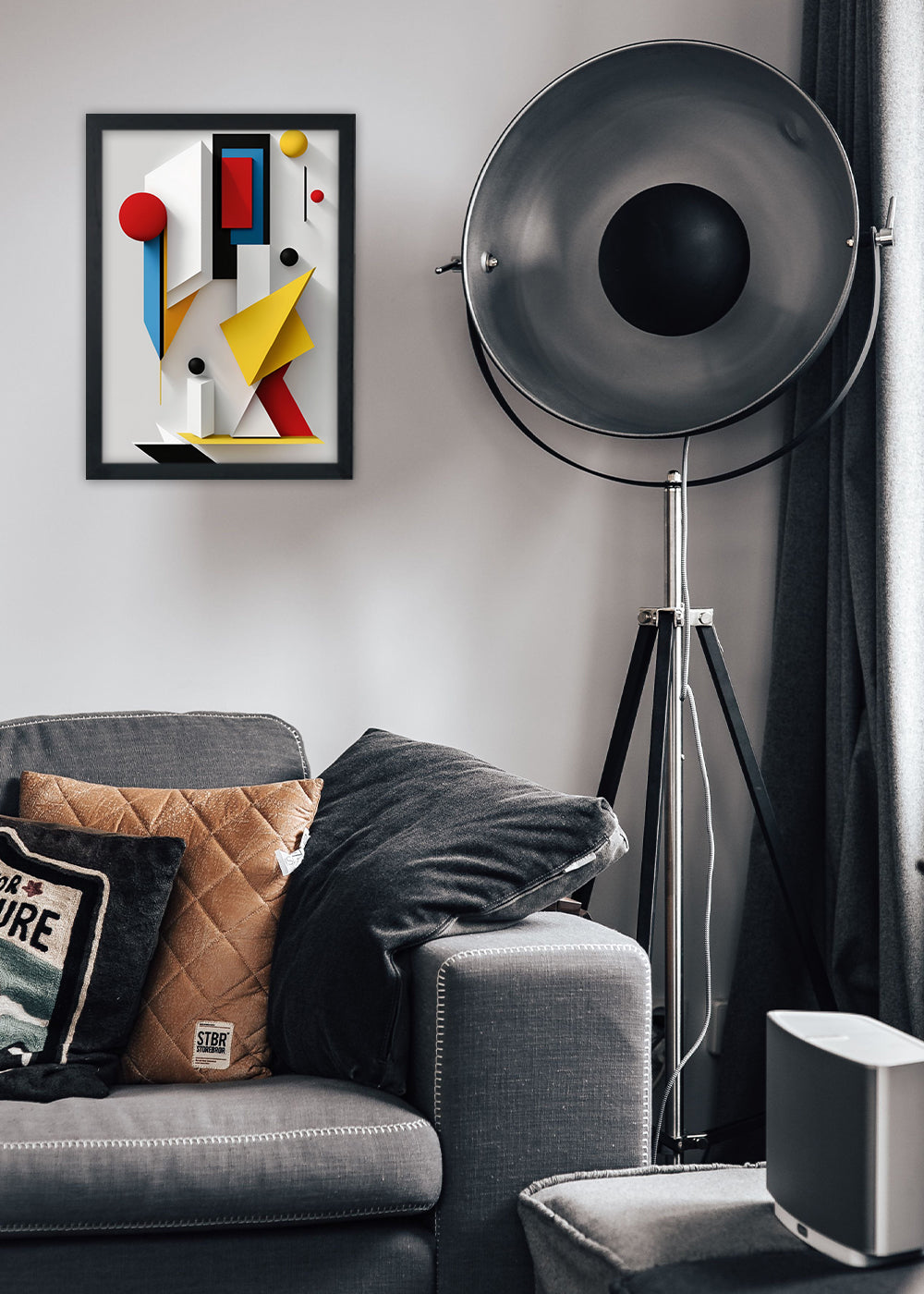 Quadro arte de formas geometricas abstratas - Com vidro