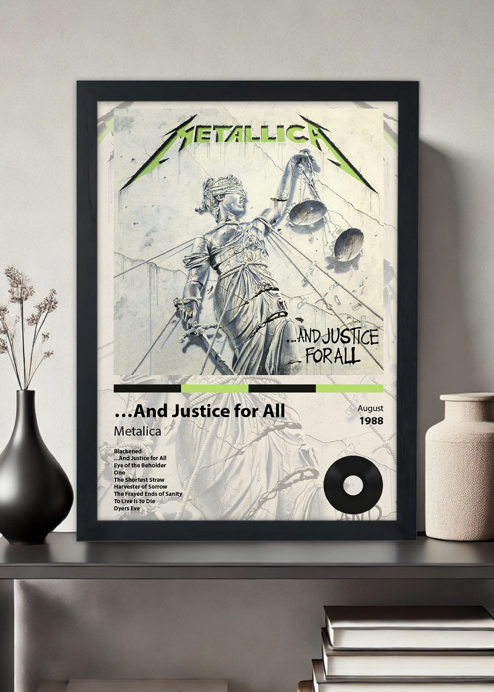 Quadro …And Justice for All - Metalica - Com vidro