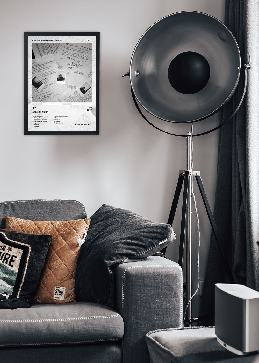 Quadro Decorativo XXXTENTACION 17 (Black&white) Com Vidro