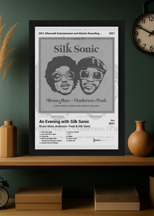 Quadro Bruno Mars An Evening with... (Black&white) Com Vidro