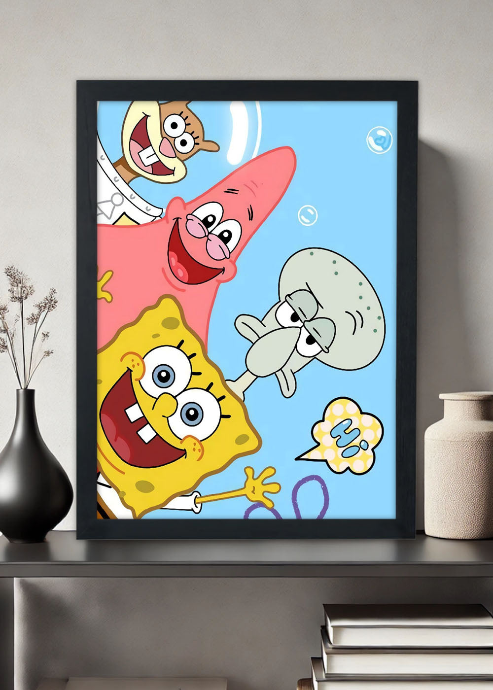 Quadro Decorativo Turma do Bob esponja - Com vidro