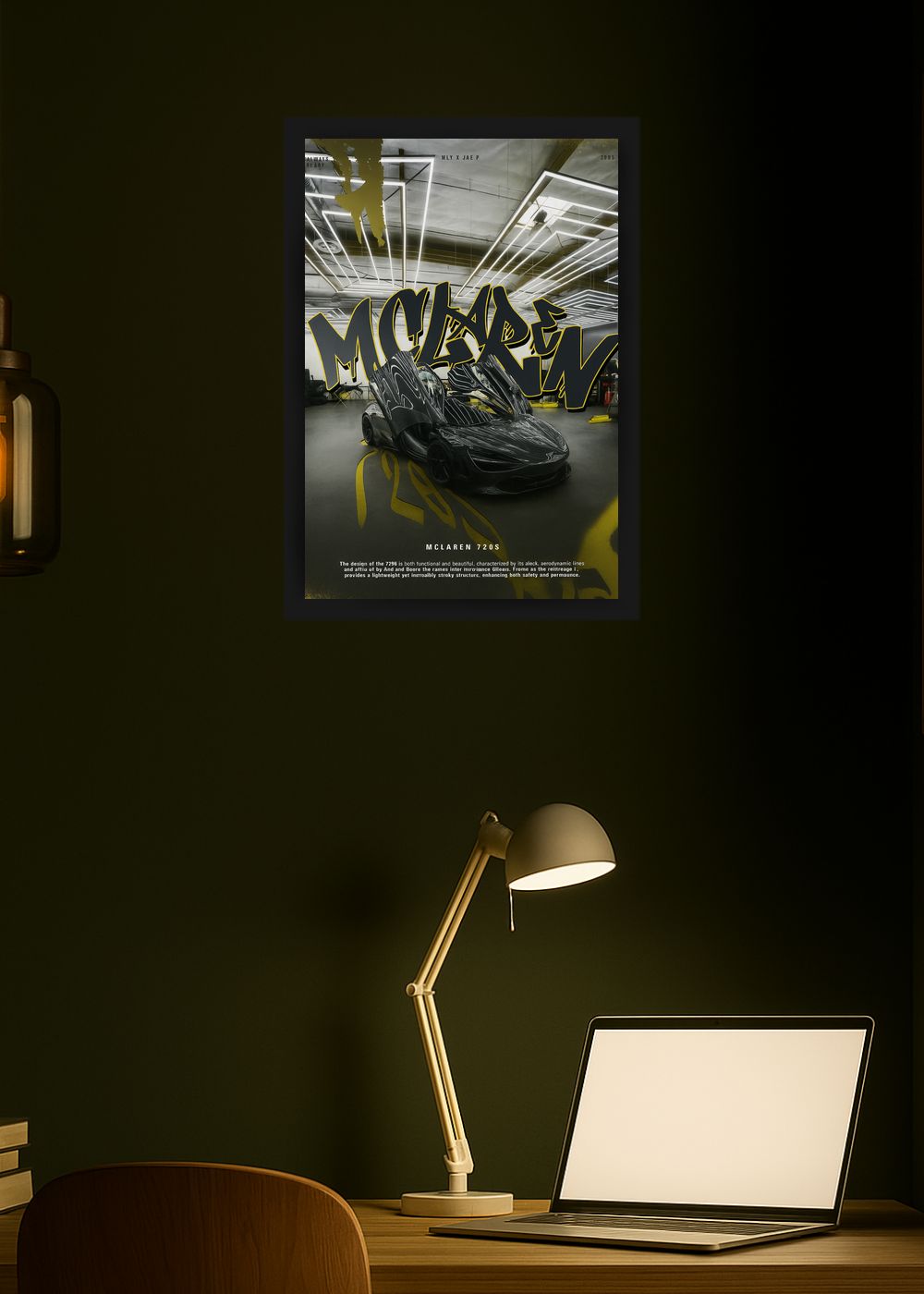 Quadro Decorativo Supermáquina McLaren 720S Com Vidro