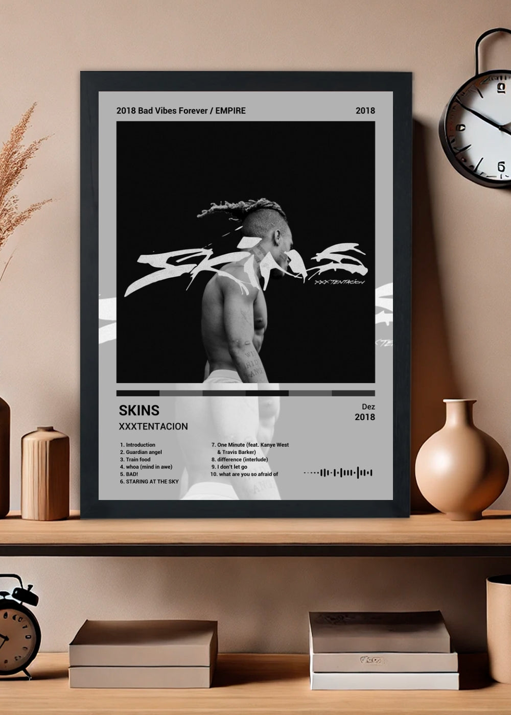 Quadro Decorativo XXXTENTACION SKINS (Light) Com Vidro