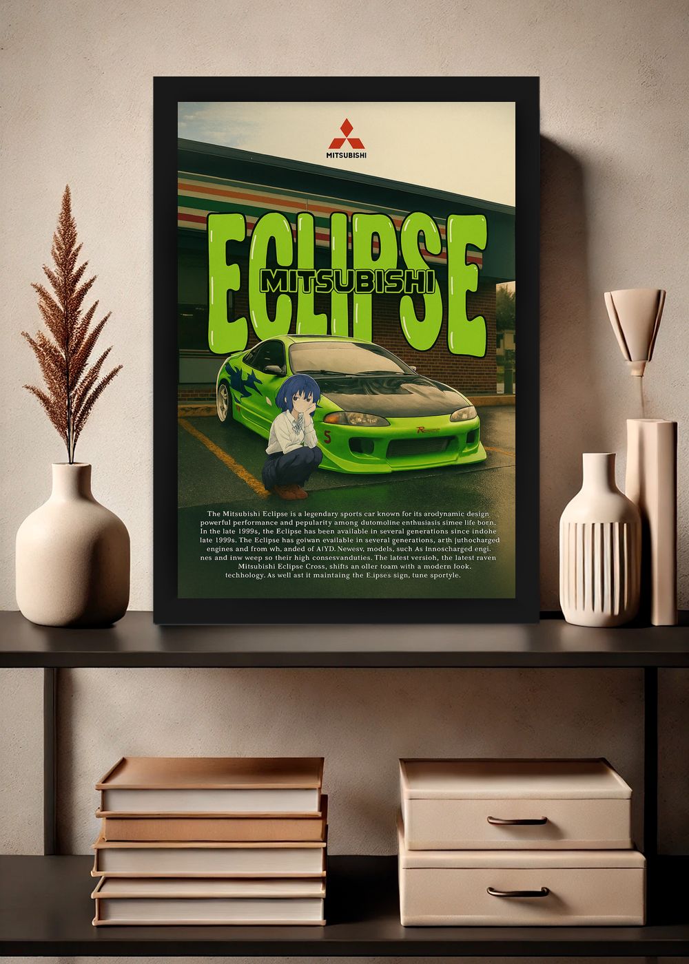 Quadro com vidro Mitsubishi Eclipse Anime Poster