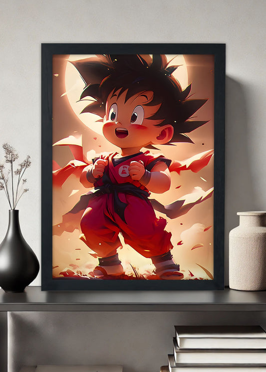 Quadro Goku baby - Dragon ball criança - Com vidro