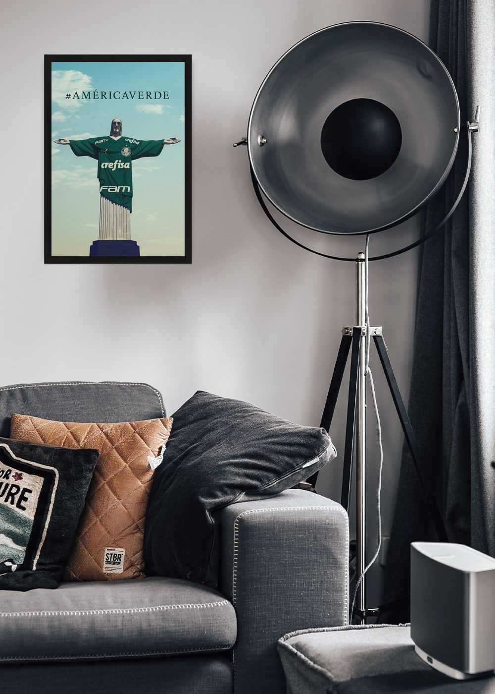 Quadro Com Vidro Palmeiras AMerica Verde com Moldura