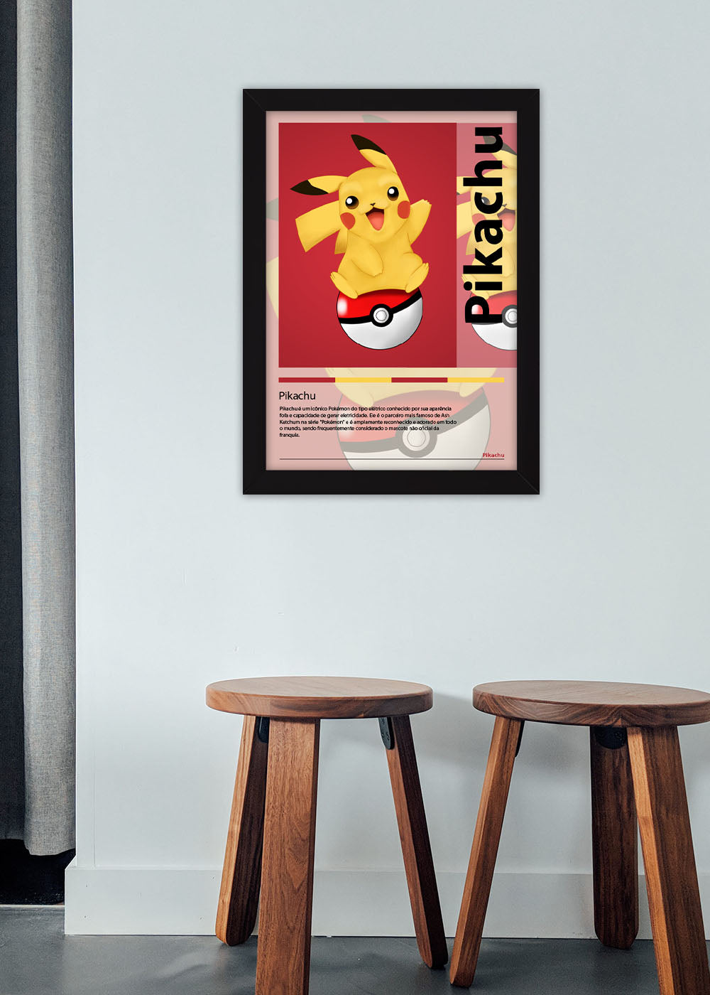 Quadro Decorativo Pikachu - Pokémon - Com vidro