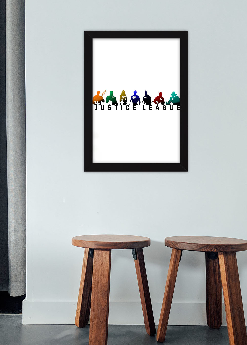 Quadro Decorativo Toda Liga da Justiça - DC - Com vidro